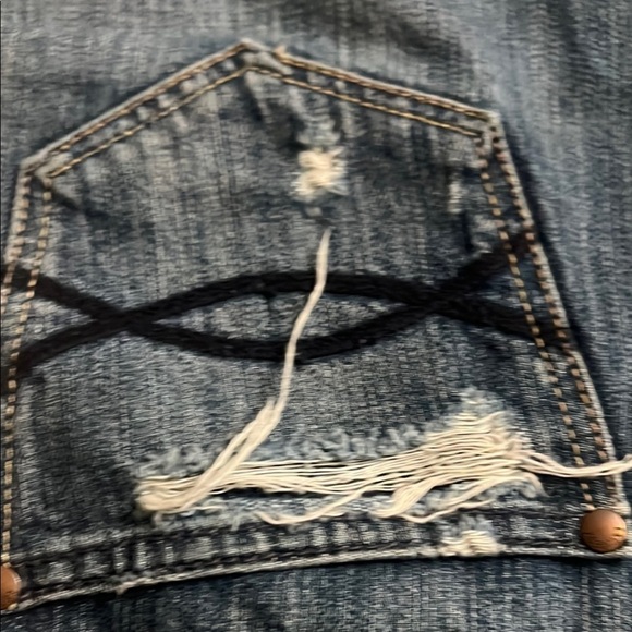 Abercrombie & Fitch Blue Straight Leg Jeans with Distressed Details 335 - Picture 10 of 17